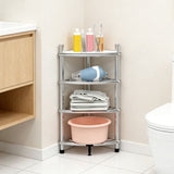Stainless Steel Bathroom Storage Shelf,Four-Layer Storage Rack, Bathroom Triangular Rack, Washbasin And Bathtub Organizer Rack-Silver