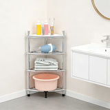 Stainless Steel Bathroom Storage Shelf,Four-Layer Storage Rack, Bathroom Triangular Rack, Washbasin And Bathtub Organizer Rack-Silver