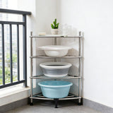 Stainless Steel Bathroom Storage Shelf,Four-Layer Storage Rack, Bathroom Triangular Rack, Washbasin And Bathtub Organizer Rack-Silver