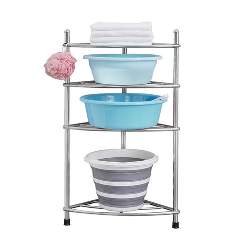 Stainless Steel Bathroom Storage Shelf,Four-Layer Storage Rack, Bathroom Triangular Rack, Washbasin And Bathtub Organizer Rack-Silver In Australia - Darrahopens
