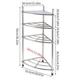Stainless Steel Bathroom Storage Shelf,Four-Layer Storage Rack, Bathroom Triangular Rack, Washbasin And Bathtub Organizer Rack-Silver