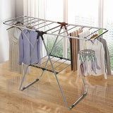 Stainless Steel Floor-Standing Folding Wing-Shaped Drying Rack-Silver