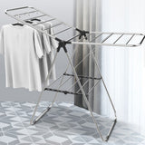 Stainless Steel Floor-Standing Folding Wing-Shaped Drying Rack-Silver