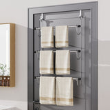 Towel Rack Behind Bathroom Door Three-Layer Storage Rack  Non-Perforated Hook Towel Hanger-Silver In Australia - Darrahopens
