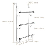 Towel Rack Behind Bathroom Door Three-Layer Storage Rack  Non-Perforated Hook Towel Hanger-Silver