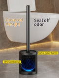 Iron Floor-Standing Toilet Brush Cleaning Brush With Base-Black