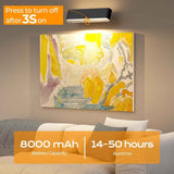 Battery Operated Wall Sconce Set of 2 Wireless Wall Lamp with Remote Control & Touch Control Rechargeable LED Wall Lights 3 Color Temperatures 360° Rotatable for Bedroom Living Room Black