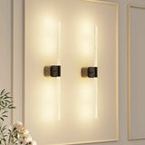 Black Battery Operated Wall Sconce Set of 2, Rechargeable Wireless Wall Lights with Remote and Touch, 360° Rotatable Sconces Wall Decor for Bedroom Living Room (23.62 Inch, 2-Pack)