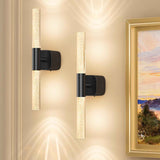 Battery Operated Wall Sconce Set of 2 Black Rechargeable Crystal Sconce Wall Decor Set of 2 with 12000mAh 16" CCT Dimmable 350° Rotate Remote Wireless Wall Light for Bedroom Living Room