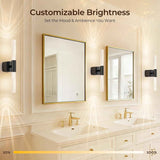 Battery Operated Wall Sconce Set of 2 Black Rechargeable Crystal Sconce Wall Decor Set of 2 with 12000mAh 16" CCT Dimmable 350° Rotate Remote Wireless Wall Light for Bedroom Living Room