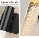 Battery Operated Wall Sconce Set of 2 Black Rechargeable Crystal Sconce Wall Decor Set of 2 with 12000mAh 16" CCT Dimmable 350° Rotate Remote Wireless Wall Light for Bedroom Living Room