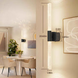 Battery Operated Wall Sconce Set of 2 Black Rechargeable Acrylic Crystal Sconce Wall Decor Set of 2 with 12000mAh CCT Dimmable 350° Rotate Remote Wireless Wall Light for Bedroom Living Room