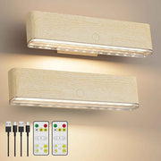 Magnetic Wireless Battery Operated Wall Sconce, Rechargeable Remote Control & Touch Control Wall Sconces Set of Two, 3-Color Temperatures LED Wall Lights, 360° Rotatable (Beech, 2-Pack)