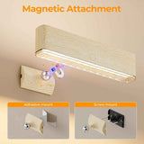 Magnetic Wireless Battery Operated Wall Sconce, Rechargeable Remote Control & Touch Control Wall Sconces Set of Two, 3-Color Temperatures LED Wall Lights, 360° Rotatable (Beech, 2-Pack)