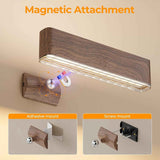 Magnetic Wireless Battery Operated Wall Sconce, Rechargeable Remote Control & Touch Control Wall Sconces Set of Two, 3-Color Temperatures LED Wall Lights, 360° Rotatable (Walnut, 2-Pack)