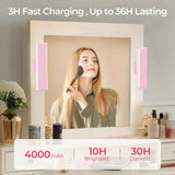 Wireless Vanity Lights for Mirror Set of 2-4000mAh Rechargeable Stick On Makeup Light with CCT Modes & Dimmable Brightness, Cordless Light for Mirror, Vanity, Bathroom, Renter Friendly