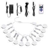 Linkable Under Cabinet LED Lighting 12V Dimmable Puck Lights with Wireless RF Remote Control, Hardwired & AU Wall Plug in for Kitchen Mood Lighting (4000K Natural White, 12 Lights Kit)