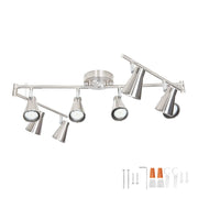 LED 8 Light Track Lighting Fixture Flexible, Adjustable Ceiling Spot Light with GU10 Track Light Head, Accent Lighting Foldable Swing Arm Brushed Nickel(Bulbs Not Included)