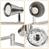LED 8 Light Track Lighting Fixture Flexible, Adjustable Ceiling Spot Light with GU10 Track Light Head, Accent Lighting Foldable Swing Arm Brushed Nickel(Bulbs Not Included)