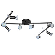 Black Track Lighting Fixture Ceiling, LED Flexible Track Lights with Swing Arm, 8-Light Directional Black Flush Mount Ceiling Spotlight for Kitchen, Living Room (GU10 Bulbs NOT Included)