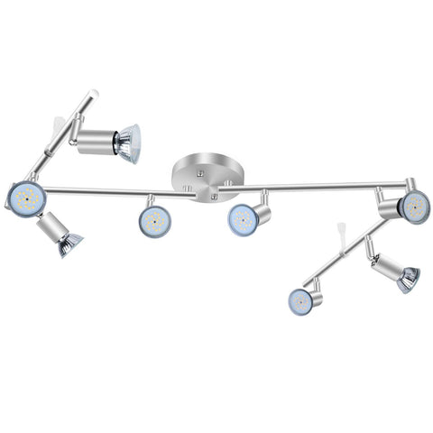 8 Lights LED Track Lighting Kit, Foldable Ceiling Spot Lighting with Flexibly Rotatable Head, Track Light for Kitchen Hallway Room Closet, GU10 Bulbs Not Included (Brush Nickel 8 Heads) In Australia - Darrahopens