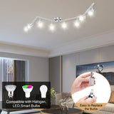 8 Lights LED Track Lighting Kit, Foldable Ceiling Spot Lighting with Flexibly Rotatable Head, Track Light for Kitchen Hallway Room Closet, GU10 Bulbs Not Included (Brush Nickel 8 Heads) In Australia - Darrahopens