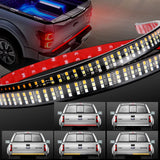 Tailgate Light Bar 60 Inch Triple Row Tail light bar for Pickup Trailer SUV RV VAN Full Function Red Brake White Reverse Amber Turn Signal double flash Light No Drill Install (60inch)