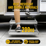 Heavy Duty Double Aluminium Caravan Step – Anti-Slip RV Entry Step, Stable 2-Tier Camping Step, Durable Outdoor Access Step, 54.5 x 77.5 x 30cm