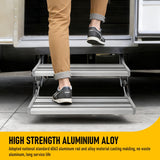 Heavy Duty Double Aluminium Caravan Step – Anti-Slip RV Entry Step, Stable 2-Tier Camping Step, Durable Outdoor Access Step, 54.5 x 77.5 x 30cm
