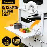 Heavy Duty Folding Caravan Table 800 x 450mm – Full Metal Frame, Lockable, 50kg Max Capacity, White In Australia - Darrahopens