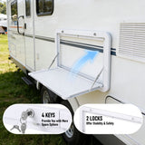 Heavy Duty Folding Caravan Table 800 x 450mm – Full Metal Frame, Lockable, 50kg Max Capacity, White