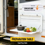 Heavy Duty Folding Caravan Table 800 x 450mm – Full Metal Frame, Lockable, 50kg Max Capacity, White