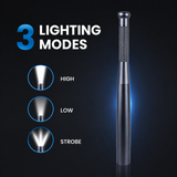 35cm Aluminium LED Torch Flashlight with High Low Strobe Modes, AA Batteries Included, Lightweight Camping Emergency Safety Light – Gunmetal