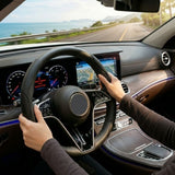 2Pcs Soft Breathable Anti-Slip Faux Leather Steering Wheel Protector Car Cover- Black
