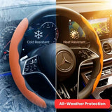 2Pcs Soft Breathable Anti-Slip Faux Leather Steering Wheel Protector Car Cover- Red