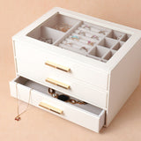 PU Leather Jewellery 3 Level Storage Box Drawer Organiser Gift