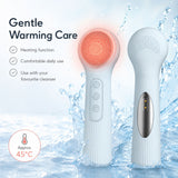 Silicone Facial Cleansing Brush Sonic Vibration Heating Waterproof Rechargeable-PINK In Australia - Darrahopens
