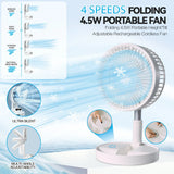 Folding Telescopic 4.5W Portable Height/Tilt Adjustable Rechargeable Cordless Fan In Australia - Darrahopens