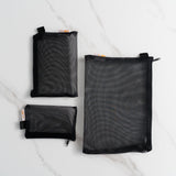3 Pcs Zipper Travel Cosmetic Mesh Bag Set