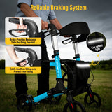 Foldable Aluminium Rollator Walker With Seat & Storage Bag, Adjustable Handles, 8" Wheels, Lightweight Walking Frame(66x60x93cm)