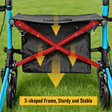 Foldable Aluminium Rollator Walker With Seat & Storage Bag, Adjustable Handles, 8" Wheels, Lightweight Walking Frame(66x60x93cm)