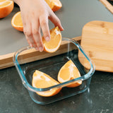 2 Pcs Bamboo?Cover Food Containers – Medium  & Large, Clear Glass, Plastic?Free