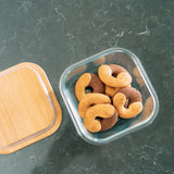 Medium Bamboo Food Container – Clear Glass with Bamboo Lid