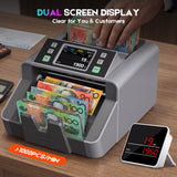 Mixed Denomination Money Counter with Counterfeit Detection, Touch Screen, and CIS/UV/MG/IR/MT, USD, AUD, EUR, CAD Cash Counter for Business, Merchant