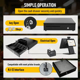 Heavy Duty Metal Cash Drawer, 5 Note&6 Coin Trays,Black(40.5x42x11.2cm)