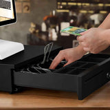 Heavy Duty Metal Cash Drawer, 5 Note&6 Coin Trays,Black(40.5x42x11.2cm)