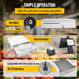 Heavy Duty Metal Cash Drawer, 5 Note & 6 Coin Trays,White(40.5x42x11.2cm)