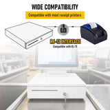 Heavy Duty Metal Cash Drawer, 5 Note & 6 Coin Trays,White(40.5x42x11.2cm)