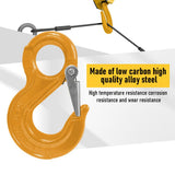 2SETS 2T Sling Hook With Hammerlock Heavy Duty Safety Latch Swivel Winch Hook For Trailer Safety Chain-Yellow