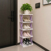 5-tier Vertical Shoe Rack Foldable, Corner Shelf for Narrow Space,Purple In Australia - Darrahopens
